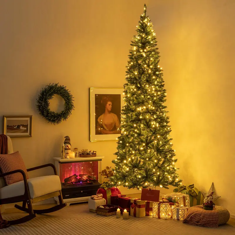 9-Foot Pre-Lit Slim Pencil Christmas Tree – 500 Warm White LED Lights 2