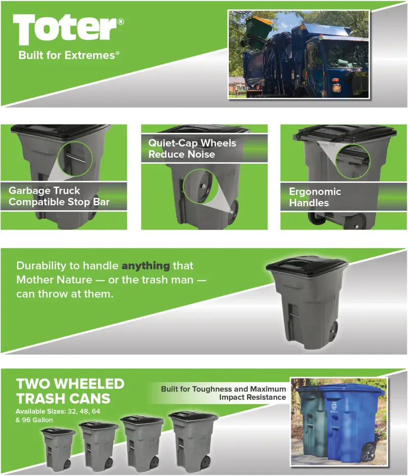 96-Gallon Heavy-Duty Outdoor Trash Can – Quiet-Roll Wheels and Secure-Locking Lid