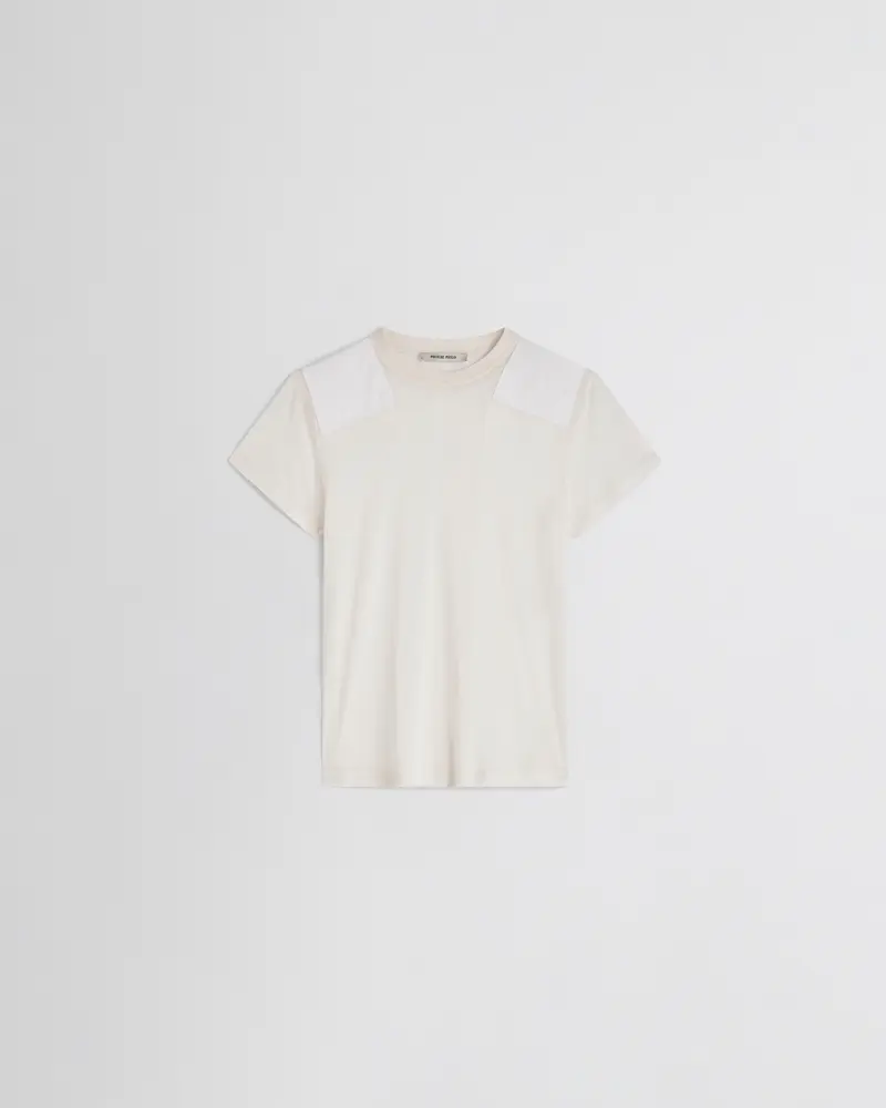 Acid Ivory Cotton Patch T-Shirt With Boyish Fit