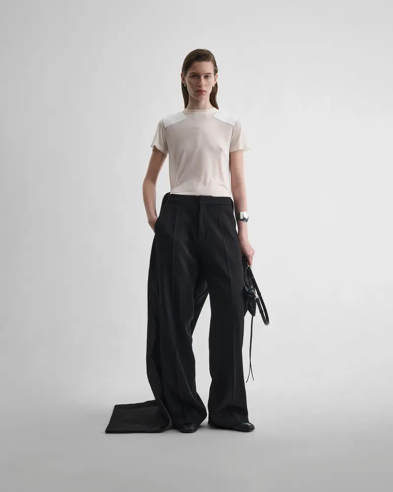 Acid Ivory Cotton Patch T-Shirt With Boyish Fit