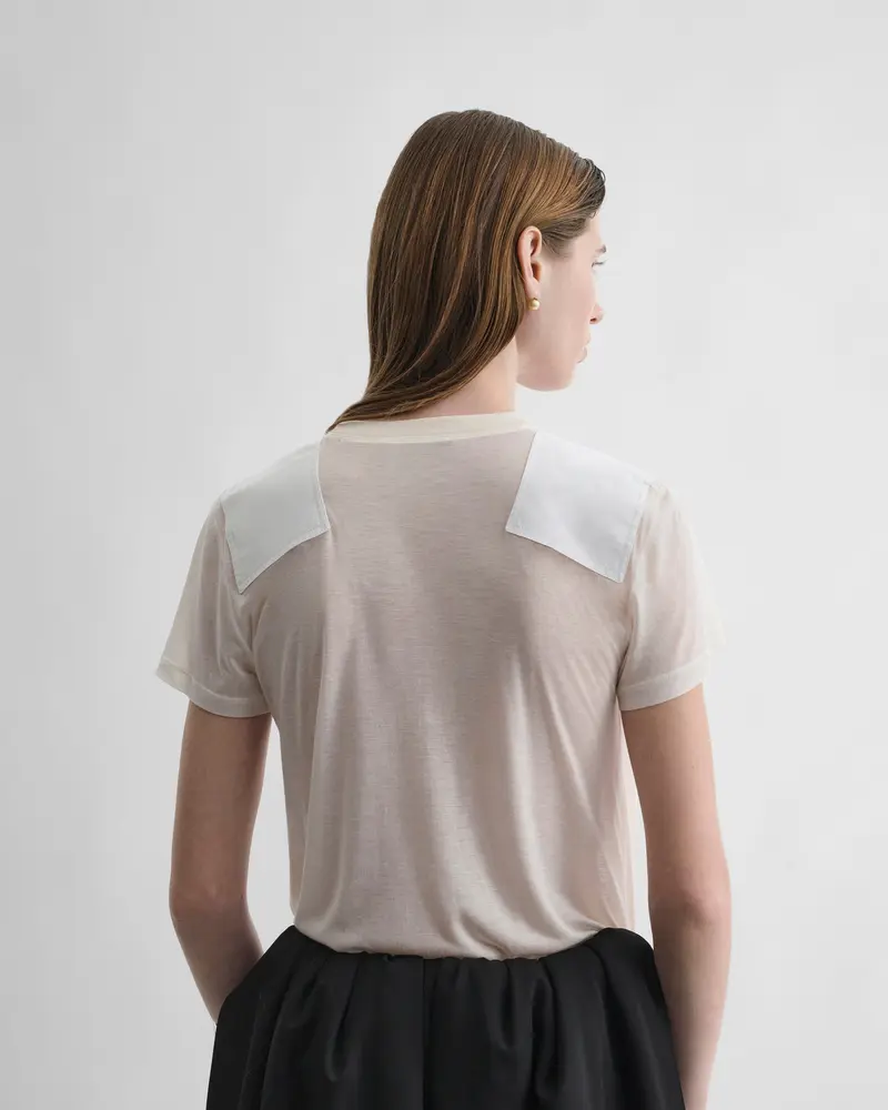 Acid Ivory Cotton Patch T-Shirt With Boyish Fit