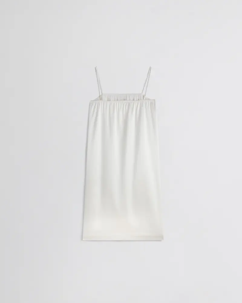 Acid Ivory Stretch Silk Slip Dress With Scalloped Neckline 2