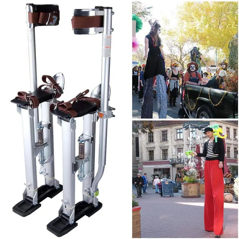 Adjustable Drywall Stilts – Aluminum Construction, 24–40 Inch Range, 227 lb Capacity, Dual-Spring Support (Silver)
