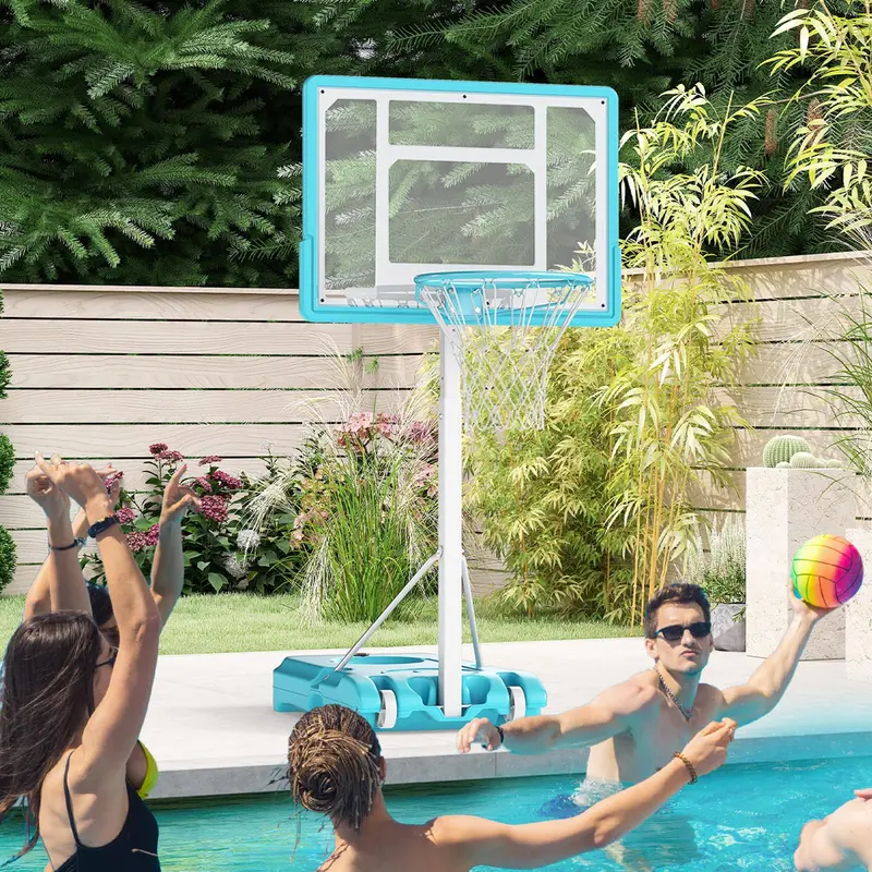 Adjustable Poolside Basketball Hoop – Height-Variable (3.1–4.1 ft), 32" Shatterproof Backboard