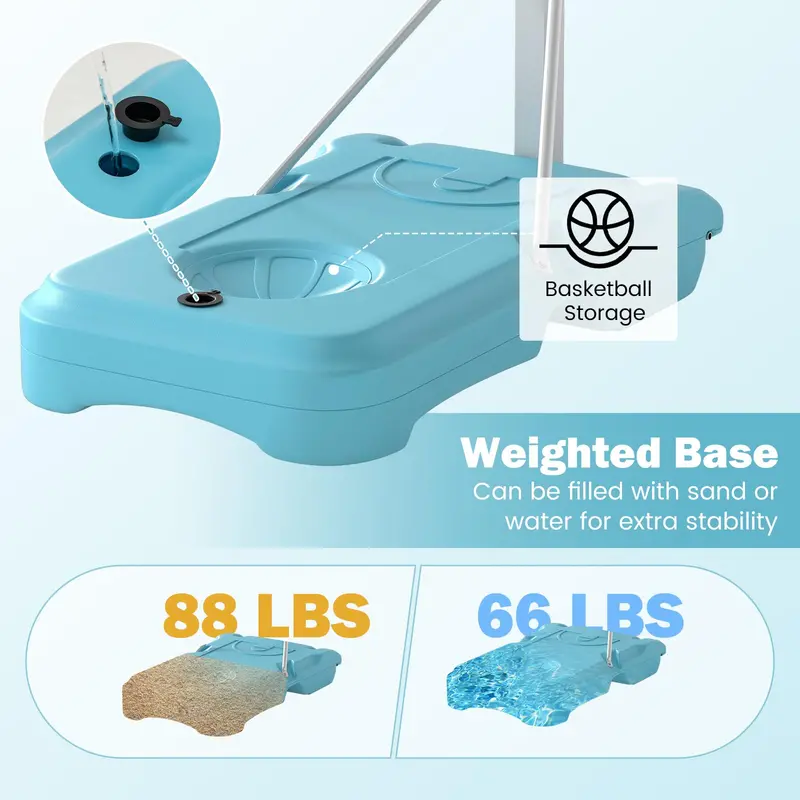 Adjustable Poolside Basketball Hoop – Height-Variable (3.1–4.1 ft), 32" Shatterproof Backboard