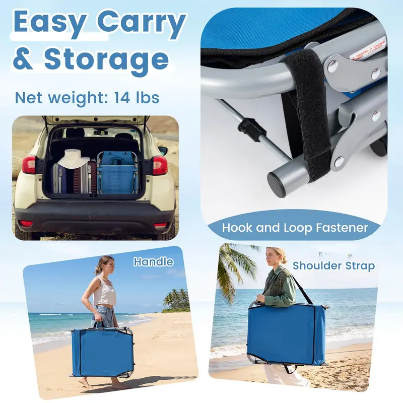 Adjustable Sun Lounger with Face Access Holes, Four-Tier Recline Mechanism, and Plush Head Support
