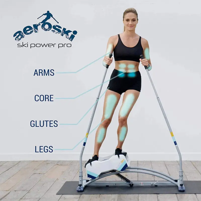 Aeroski 2.0 Ski Fitness Trainer – Gray Recoil Resistance Machine for Indoor Cross-Training