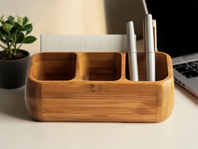 Aerovyn Bamboo Desktop Organizer – Eco-Friendly Minimalist Tray for Pens, Notepads, and Office Essentials