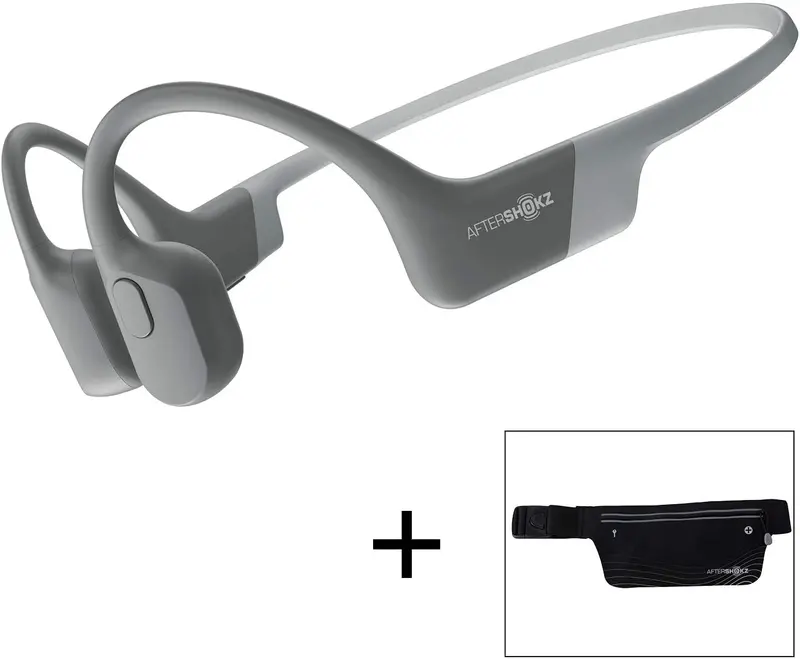 AfterShokz Aeropex Bone Conduction Headphones – Wireless Open-Ear Design with Sport Belt (Cosmic Black)