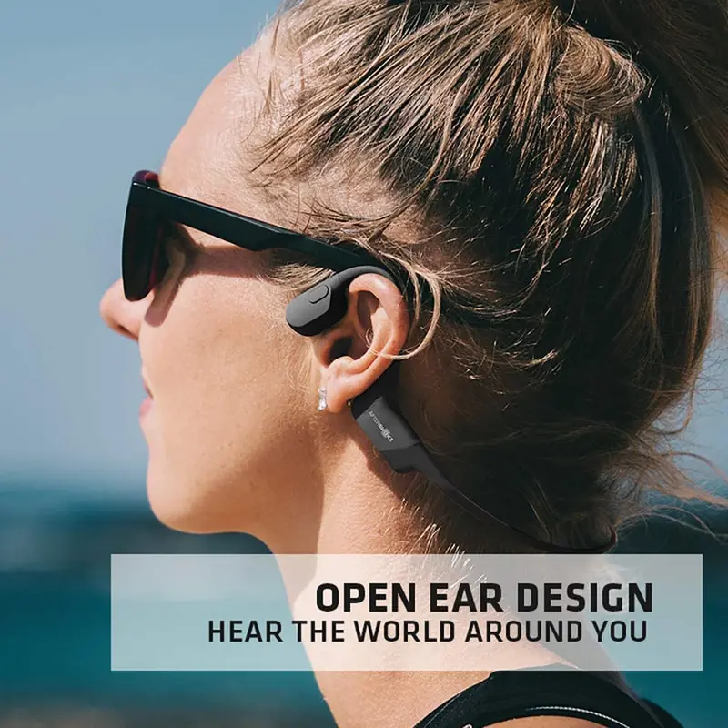 AfterShokz Aeropex Bone Conduction Headphones – Wireless Open-Ear Design with Sport Belt (Cosmic Black)