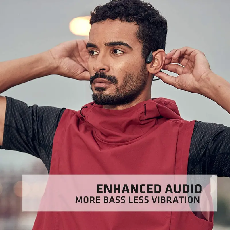AfterShokz Aeropex Bone Conduction Headphones – Wireless Open-Ear Design with Sport Belt (Cosmic Black)