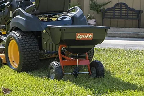 Agri-Fab 85-Pound Tow-Behind Broadcast Spreader with Customizable Coverage for Lawns and Landscaping