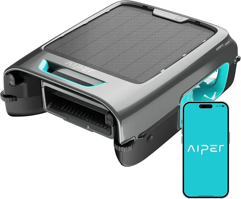AIPER Surfer S2 Solar Pool Cleaner – App-Enabled, Continuous Auto-Cleaning with Dual Charging & Smart Navigation for Inground and Above-Ground Pools