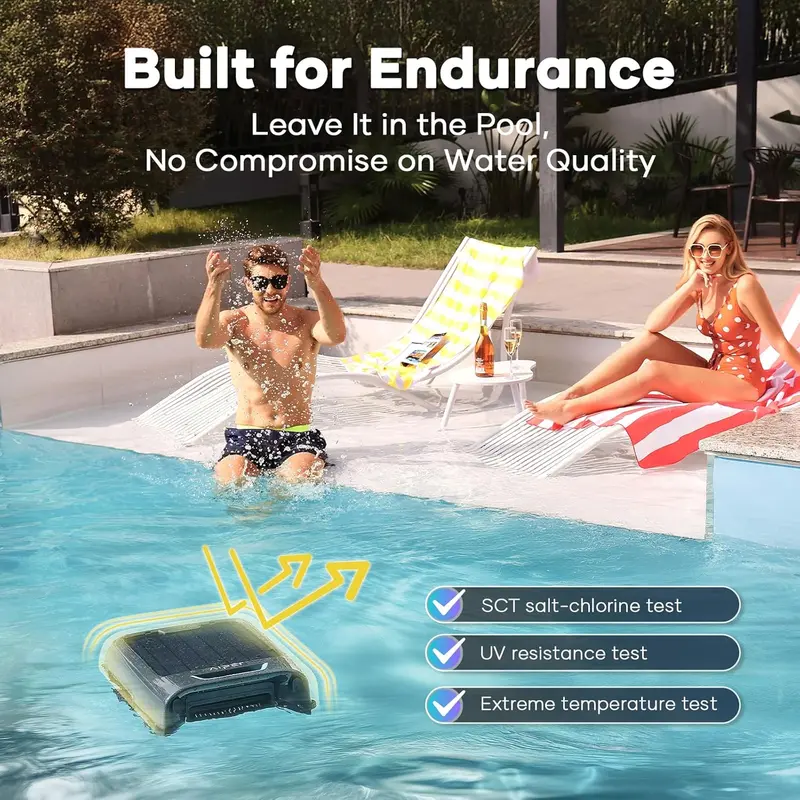 AIPER Surfer S2 Solar Pool Cleaner – App-Enabled, Continuous Auto-Cleaning with Dual Charging & Smart Navigation for Inground and Above-Ground Pools