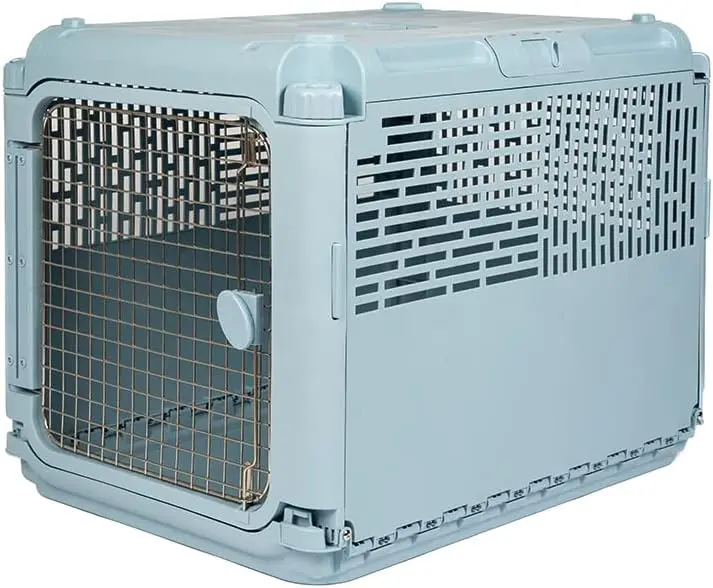 Airline-Compliant Rolling Dog Travel Crate – XXX-Large Hard-Sided Kennel with Wire Door & Smooth-Castor Wheels (Gray)