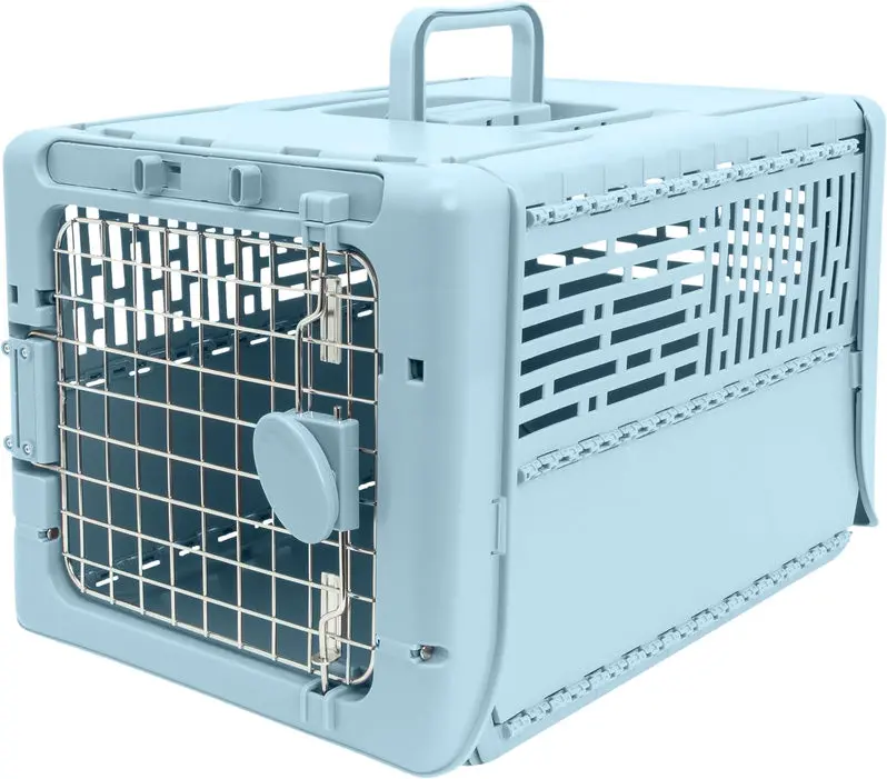 Airline-Compliant Rolling Dog Travel Crate – XXX-Large Hard-Sided Kennel with Wire Door & Smooth-Castor Wheels (Gray)