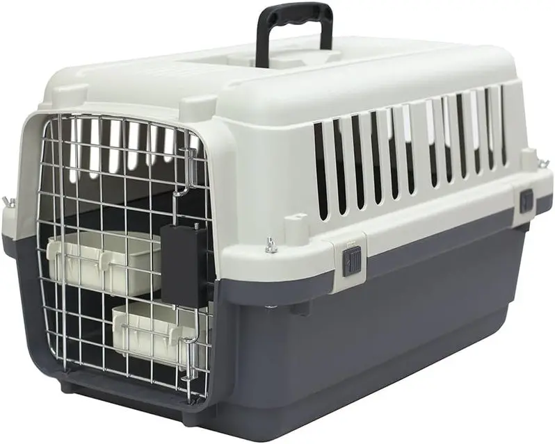 Airline-Compliant Rolling Dog Travel Crate – XXX-Large Hard-Sided Kennel with Wire Door & Smooth-Castor Wheels (Gray)