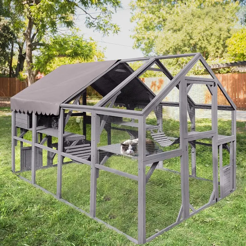 aivituvin Spacious Outdoor Cat Run – Weather-Resistant Enclosure for Safe Feline Exploration