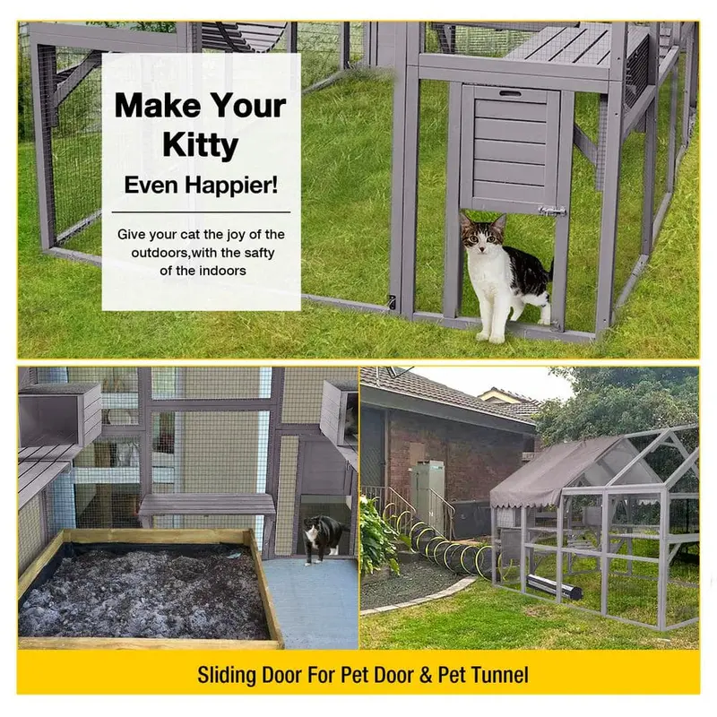 aivituvin Spacious Outdoor Cat Run – Weather-Resistant Enclosure for Safe Feline Exploration