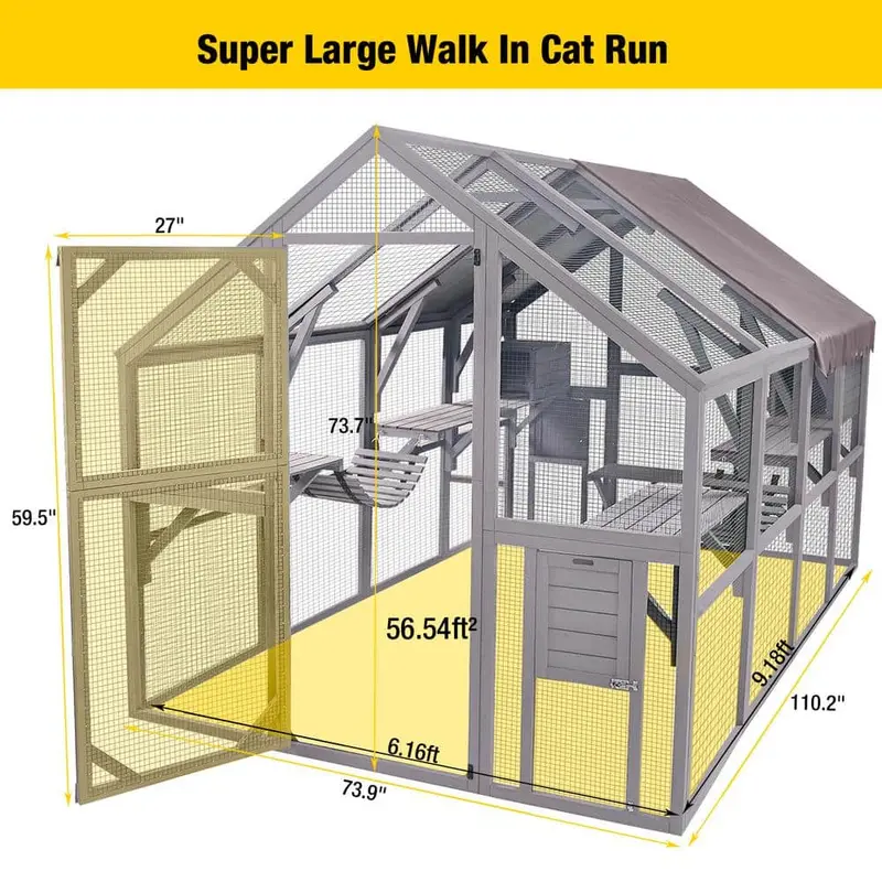 aivituvin Spacious Outdoor Cat Run – Weather-Resistant Enclosure for Safe Feline Exploration