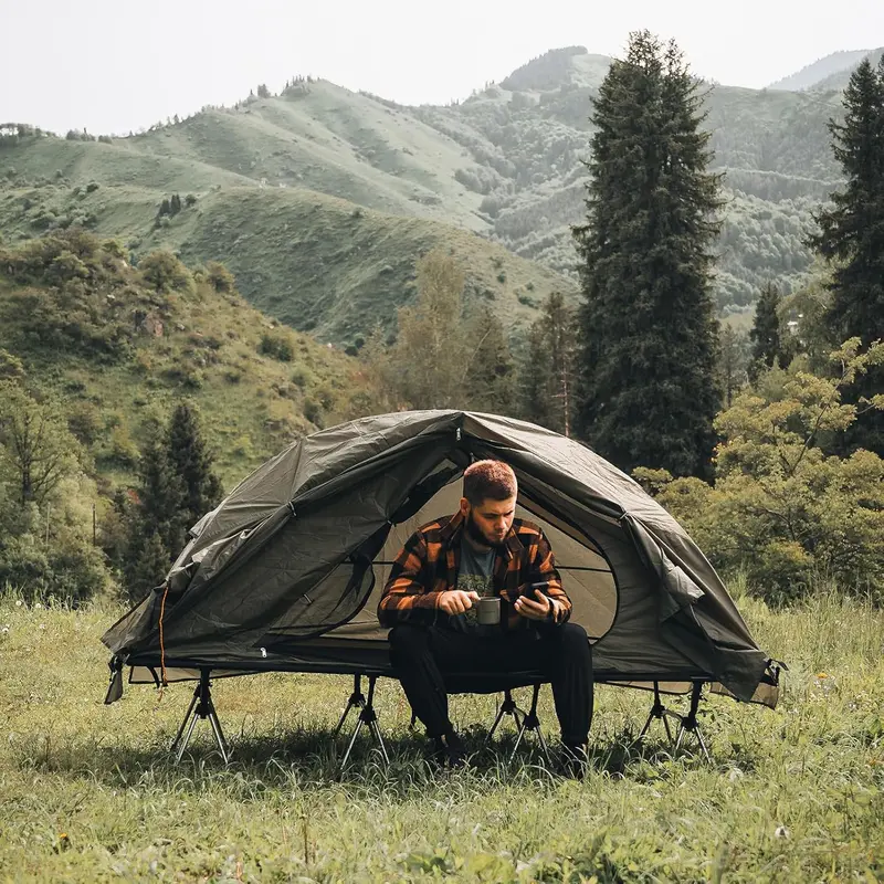 All-in-One Elevated Cot Tent System – Waterproof, Off-Ground 1-Person Camping Shelter