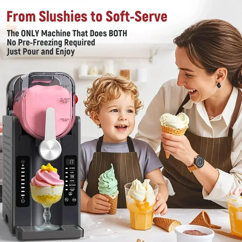 All-in-One Home Slushie Maker – Ice-Free Operation, Digital Temperature Display, Auto-Clean Cycle & 6 Smart Presets