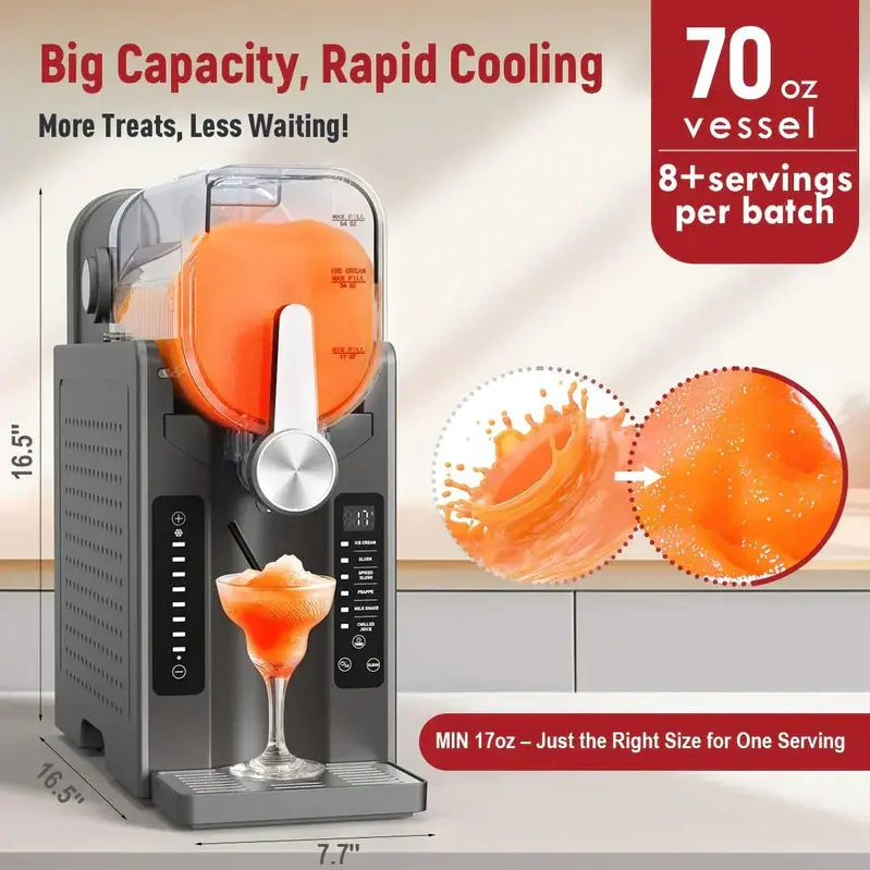 All-in-One Home Slushie Maker – Ice-Free Operation, Digital Temperature Display, Auto-Clean Cycle & 6 Smart Presets