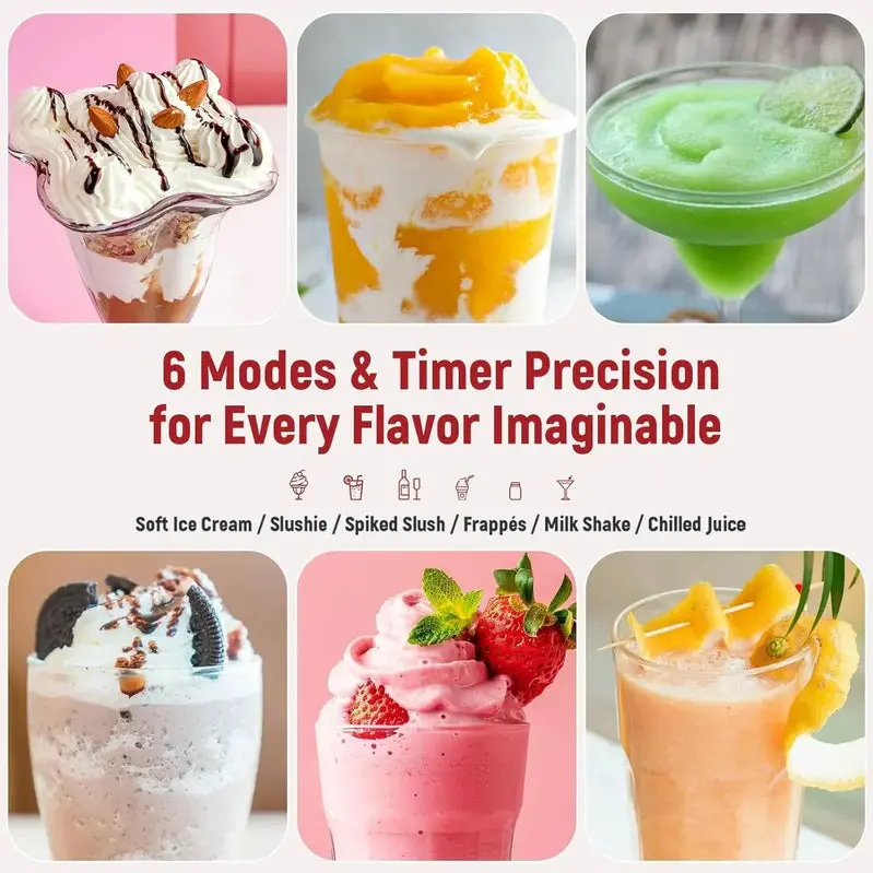 All-in-One Home Slushie Maker – Ice-Free Operation, Digital Temperature Display, Auto-Clean Cycle & 6 Smart Presets