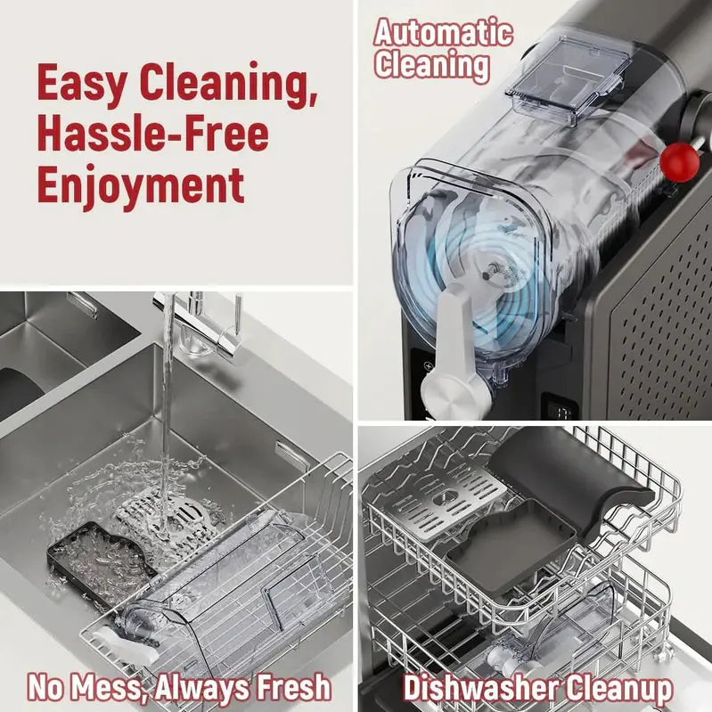 All-in-One Home Slushie Maker – Ice-Free Operation, Digital Temperature Display, Auto-Clean Cycle & 6 Smart Presets