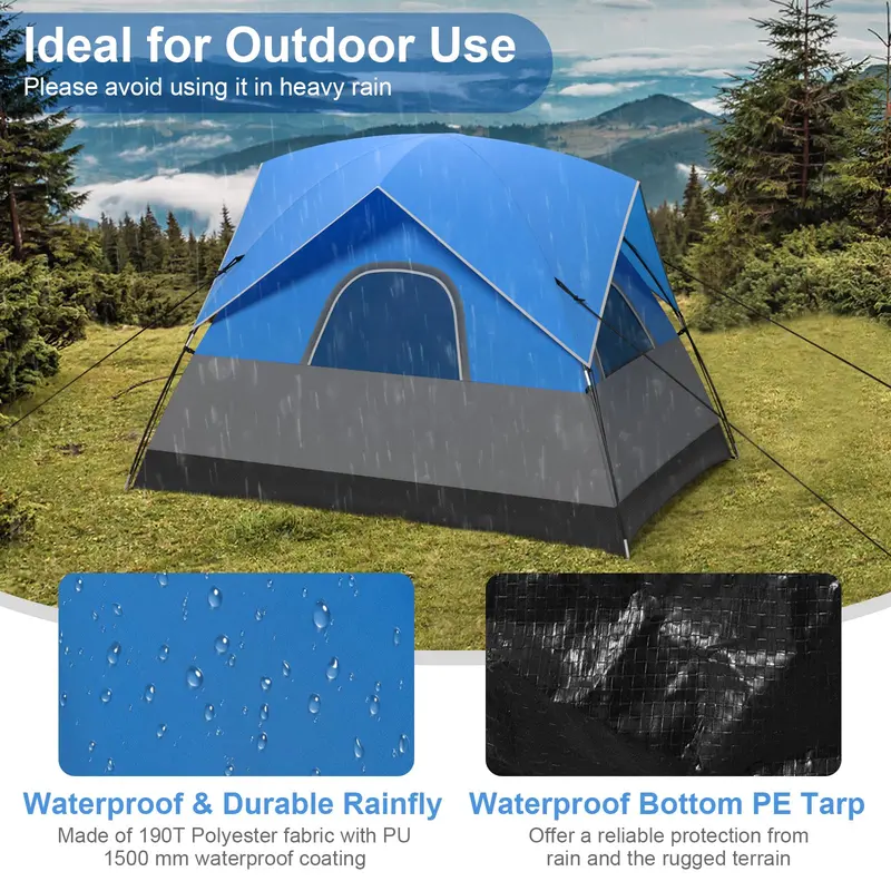 All-Season 2–3 Person Dome Tent with Detachable Rainfly and Reinforced Wind Resistance