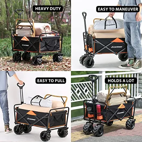 All-Terrain Foldable Utility Wagon – 350 lb Capacity, Large-Wheel Design