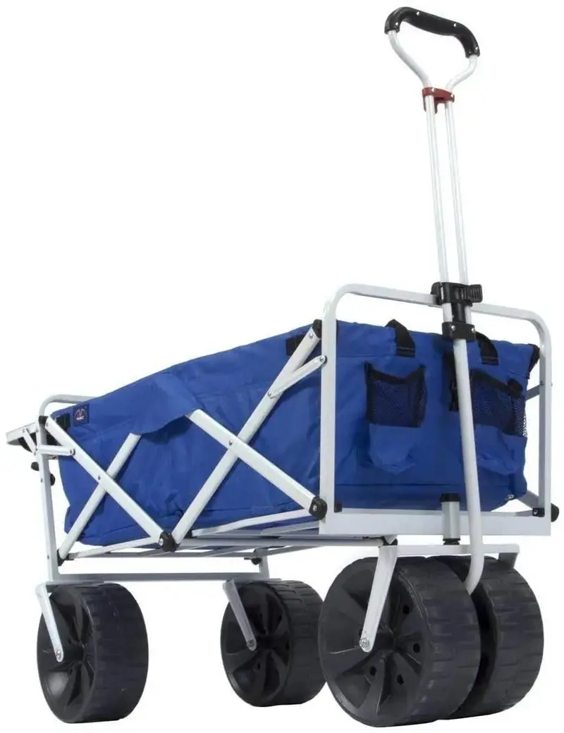 All-Terrain Folding Beach Wagon – Heavy-Duty Collapsible Cart with Oversized Wheels and Integrated Side Table for Sand, Grass, or Pavement