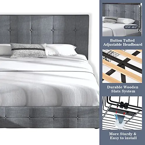 Allewie Modern Upholstered Queen Platform Bed with Integrated Under-Bed Storage Drawers