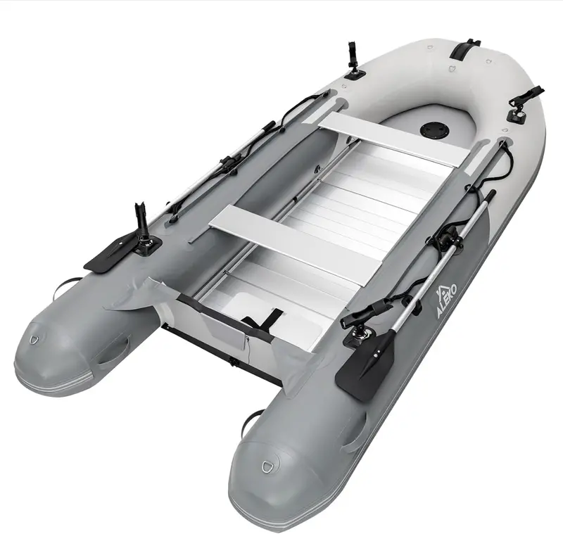 Aluminum-Floor Inflatable Dinghy – Heavy-Duty Tender Boat with Oars, Rod Holders, and Multi-Passenger Support
