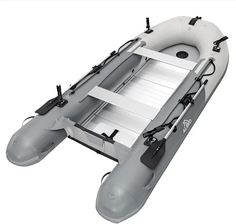Aluminum-Floor Inflatable Dinghy – Heavy-Duty Tender Boat with Oars, Rod Holders, and Multi-Passenger Support