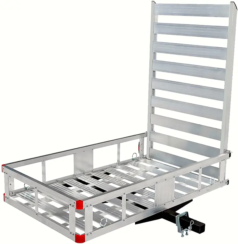 Aluminum Hitch-Mount Cargo Carrier – 47-Inch Extendable Ramp & Heavy-Duty Transport Tray