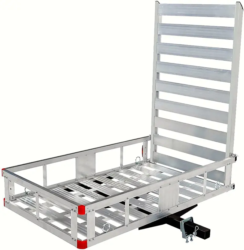Aluminum Hitch-Mount Cargo Carrier with 47-Inch Loading Ramp for Easy Transport