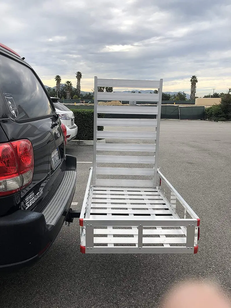 Aluminum Hitch-Mount Cargo Carrier with 47-Inch Loading Ramp for Easy Transport