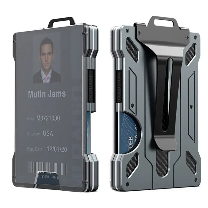Aluminum Slim RFID Shielding Wallet – Matte Black Tactical Metal Wallet Offering Lightweight Security, Rapid Card Retrieval & Theft-Resistant Design 2