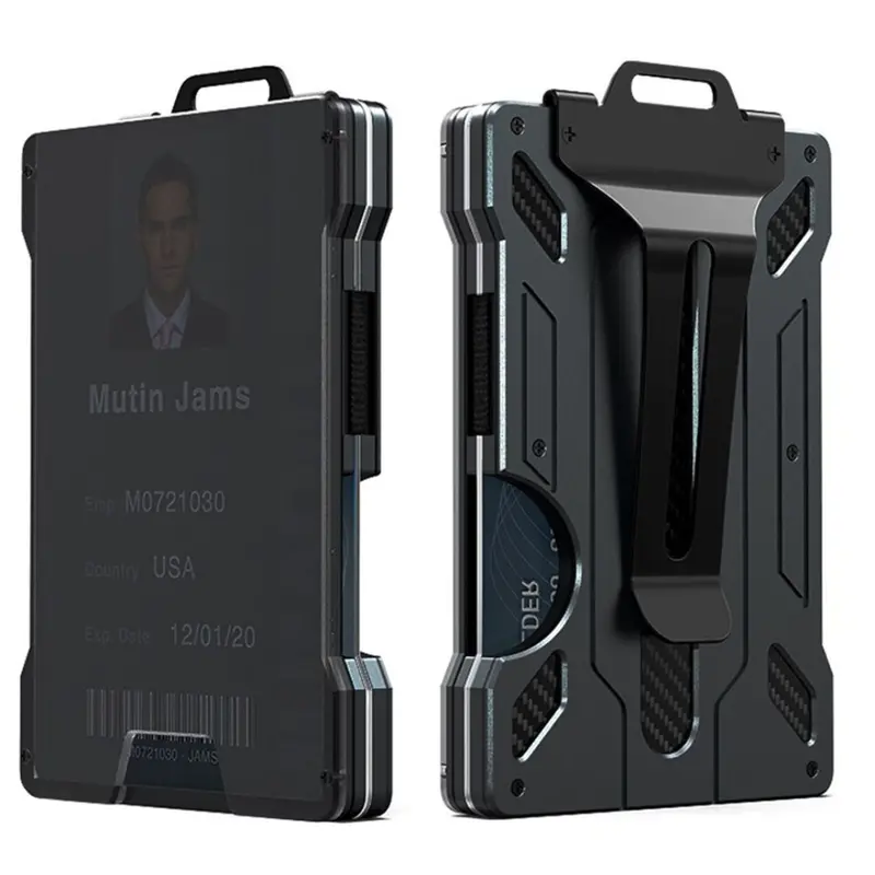 Aluminum Slim RFID Shielding Wallet – Matte Black Tactical Metal Wallet Offering Lightweight Security, Rapid Card Retrieval & Theft-Resistant Design