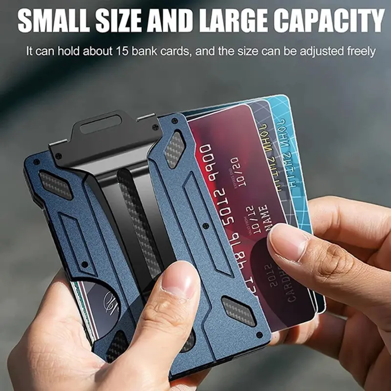 Aluminum Slim RFID Shielding Wallet – Matte Black Tactical Metal Wallet Offering Lightweight Security, Rapid Card Retrieval & Theft-Resistant Design