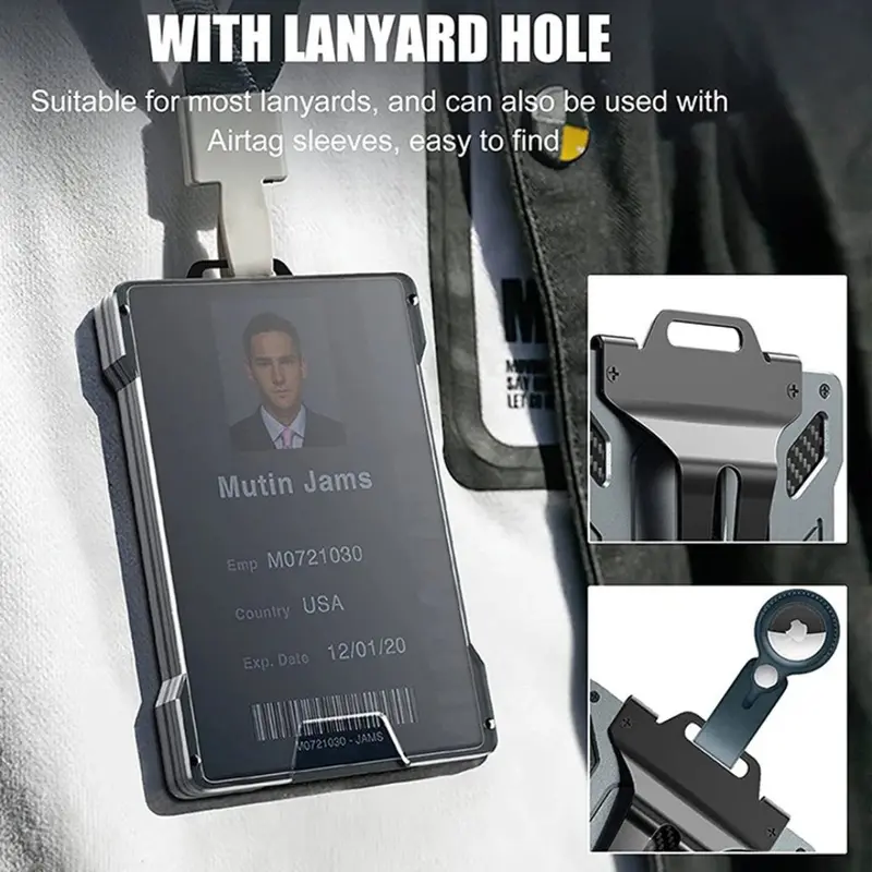 Aluminum Slim RFID Shielding Wallet – Matte Black Tactical Metal Wallet Offering Lightweight Security, Rapid Card Retrieval & Theft-Resistant Design