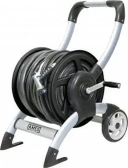 Ames Aluminum Hose Reel Cart – Sleek Silver Design, Supports Up to 200 Feet of Standard Garden Hose