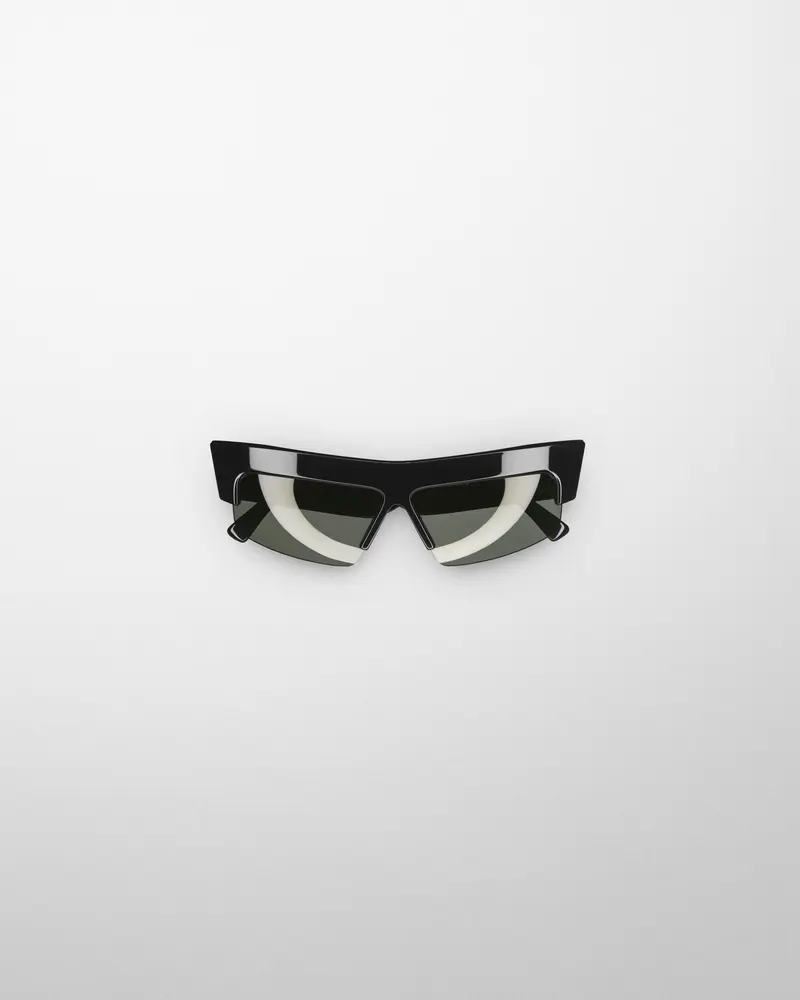 Angular Black Acetate Sliced Cruise Sunglasses