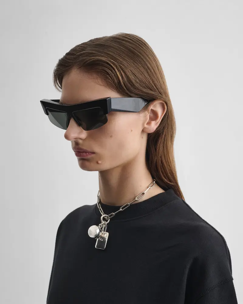 Angular Black Acetate Sliced Cruise Sunglasses