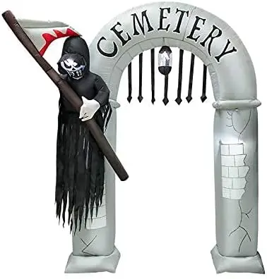 Animated 7.8-Foot Inflatable Grim Reaper Arch for Halloween Entrances