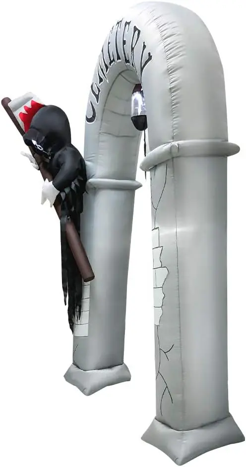 Animated 7.8-Foot Inflatable Grim Reaper Arch for Halloween Entrances