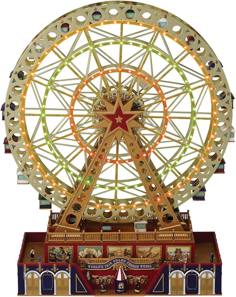 Animated Musical Ferris Wheel & Carousel Christmas Decor – Dual-Size Holiday Display Set (12" and 15")