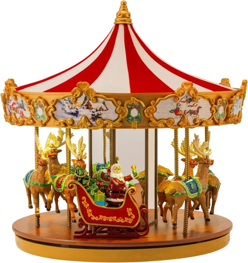 Animated Musical Ferris Wheel & Carousel Christmas Decor – Dual-Size Holiday Display Set (12" and 15")