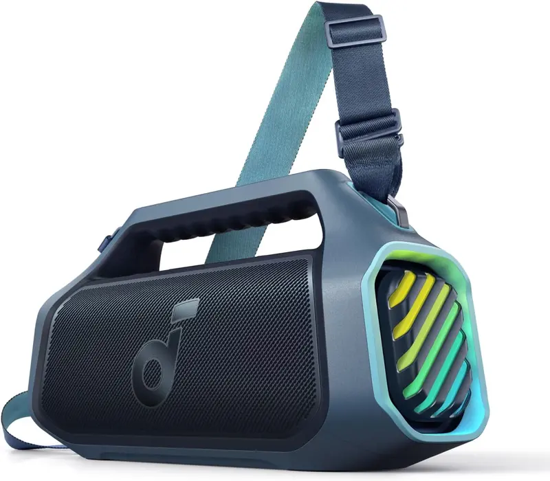 Anker Soundcore Boom 2 Plus Portable Bluetooth Speaker – 140W Output, IPX7 Waterproof Rating, 20-Hour Battery, RGB Lighting & Power Bank Function